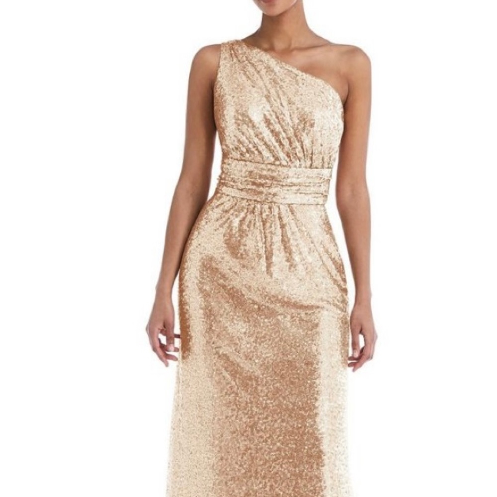 One shoulder Draped Formal Maxi Dress